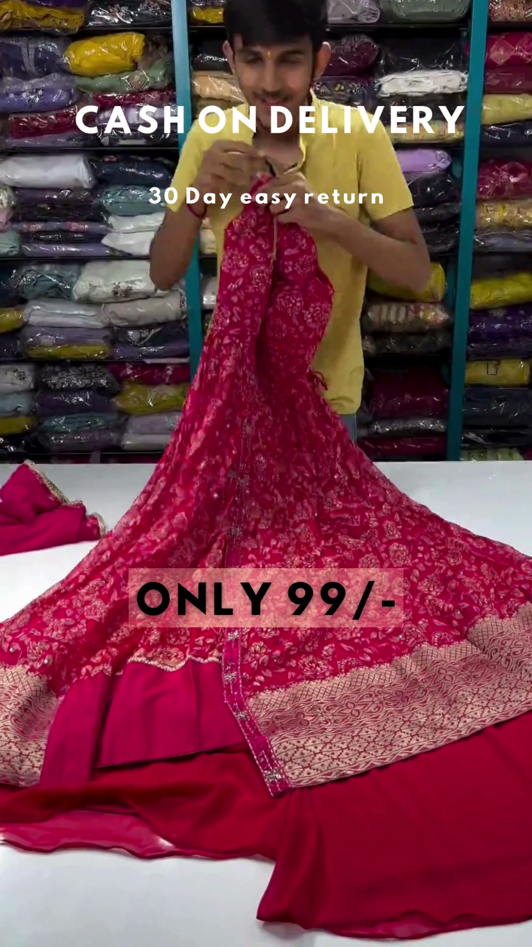 Rani Pink Color Georgette Gown With Dupatta Set