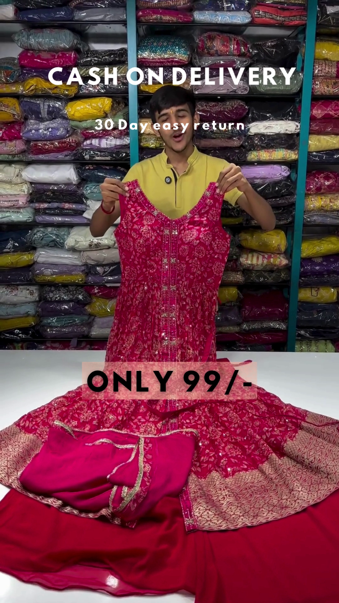 Rani Pink Color Georgette Gown With Dupatta Set