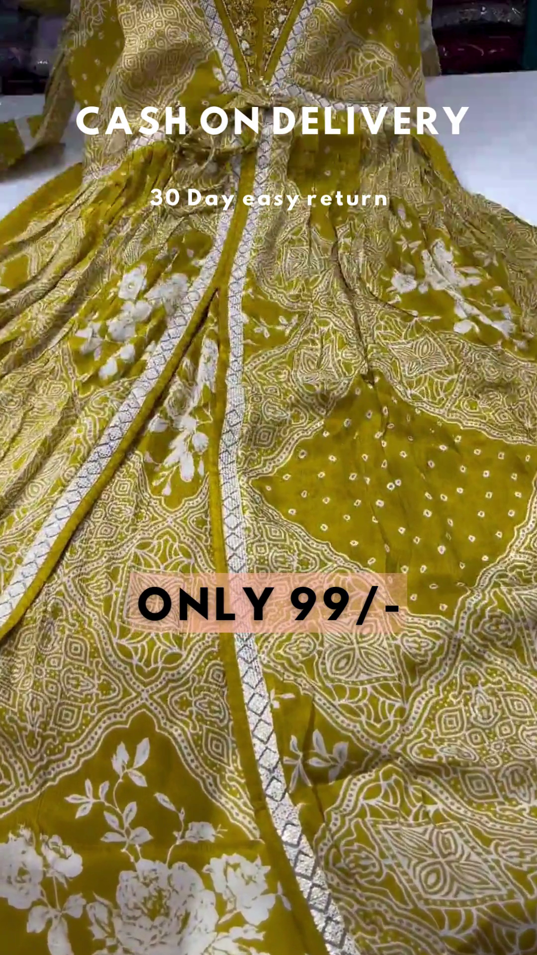 Mulmul Organza Stirling Yellow Anarkali Kurta With Cotton Stirling Yellow Pant