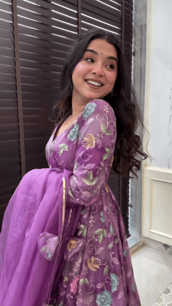purple organza suit set - Image 2
