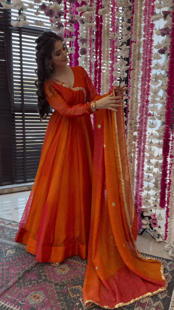 Naaz Orange Cotton Silk Suit - Image 3