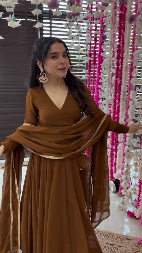Ethnic Motifs Embroidered Empire Kurta with Palazzo & Dupatta - Image 2