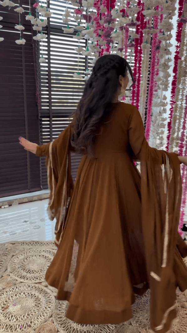 Ethnic Motifs Embroidered Empire Kurta with Palazzo & Dupatta - Image 3