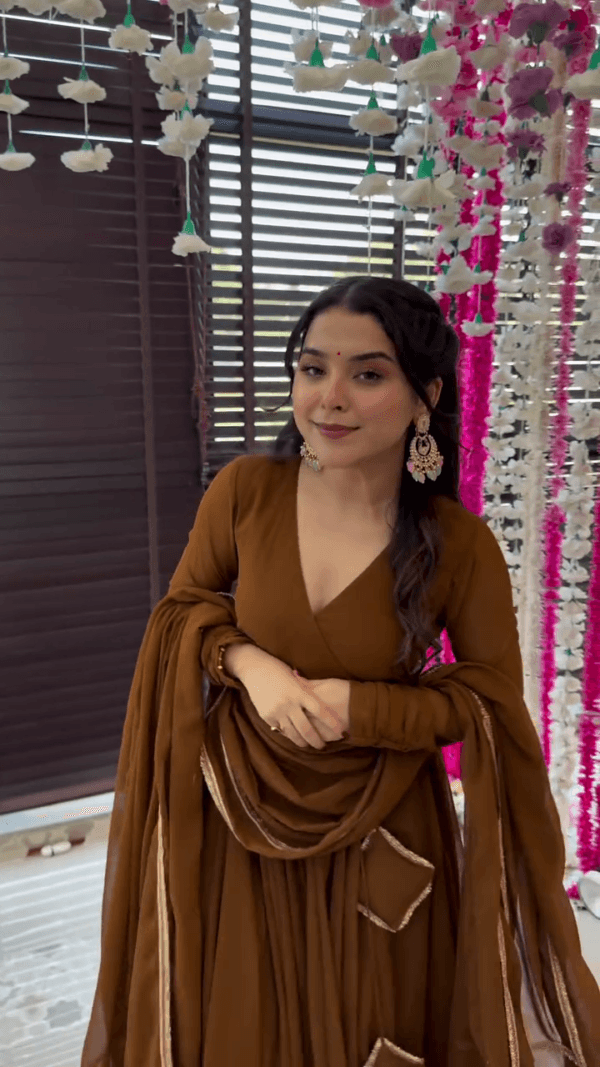 Ethnic Motifs Embroidered Empire Kurta with Palazzo & Dupatta - Image 4