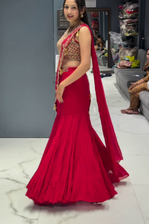 Women's Regal Red Embroidered Lehenga Choli with Dupatta – Festive & Bridal Ethnic Wear