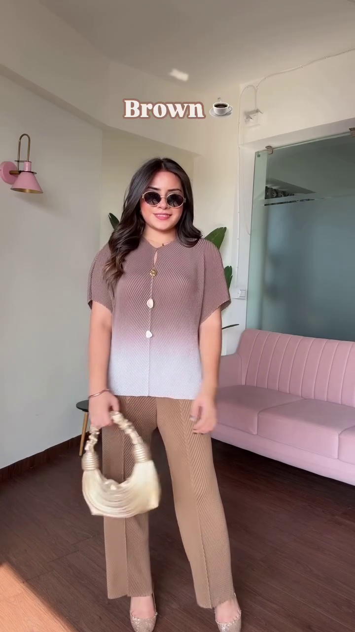 Hot Pink Ombre Button-Down & Statement Pant Set - Image 5