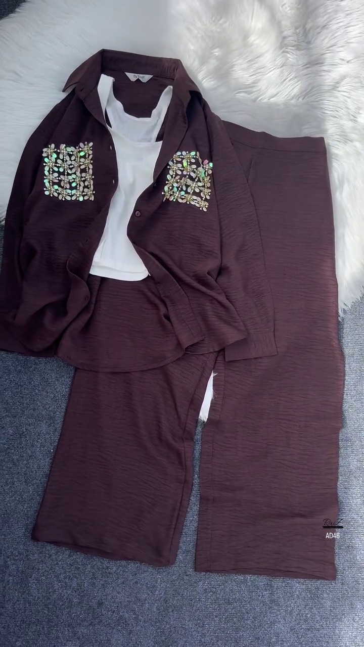 Women’s Teal Embellished Two-Piece Set