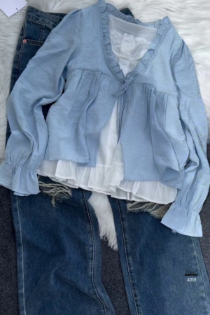 Ruffled Layered Blouse with Inner Top