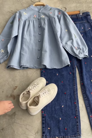 Embroidered Denim Co-ord Set – Chic & Casual