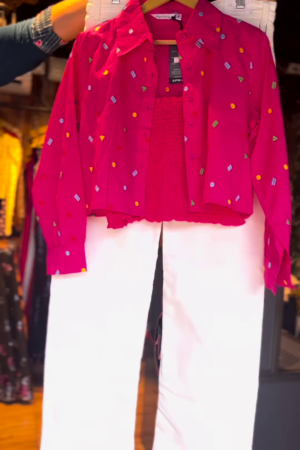 Hot Pink Embroidered Co-ord Set – Vibrant & Trendy