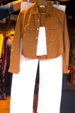 Mustard Brown Denim Jacket Co-ord Set – Chic & Versatile