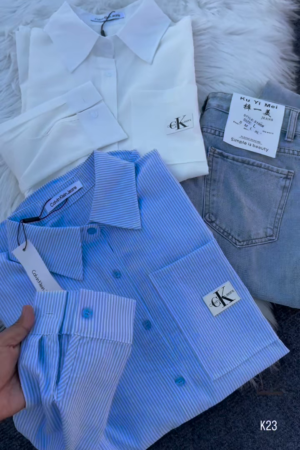 Classic Striped & Solid Button-Down Shirt – Effortlessly Chic