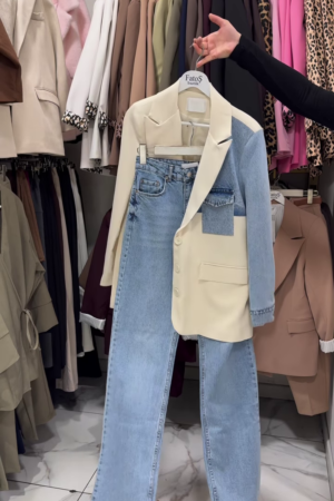 Trendy Denim & Blazer Co-Ord Set – A Chic Fusion of Style