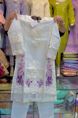 Elegant White Embroidered Lawn Suit – Summer Collection