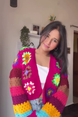 HandβCrocheted Bloom Cardigan β Vibrant, Cozy, and InstaβReady πΈβ¨