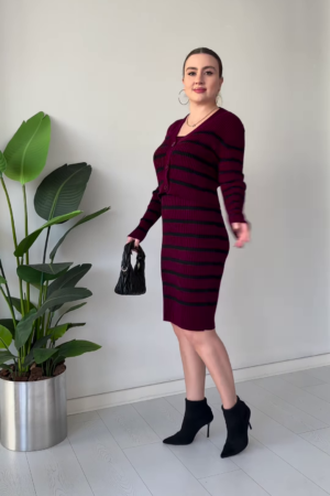 Striped Knit Co‑ord Dress Set – Chic, Stretchy, and Ready to Dress Up or Down