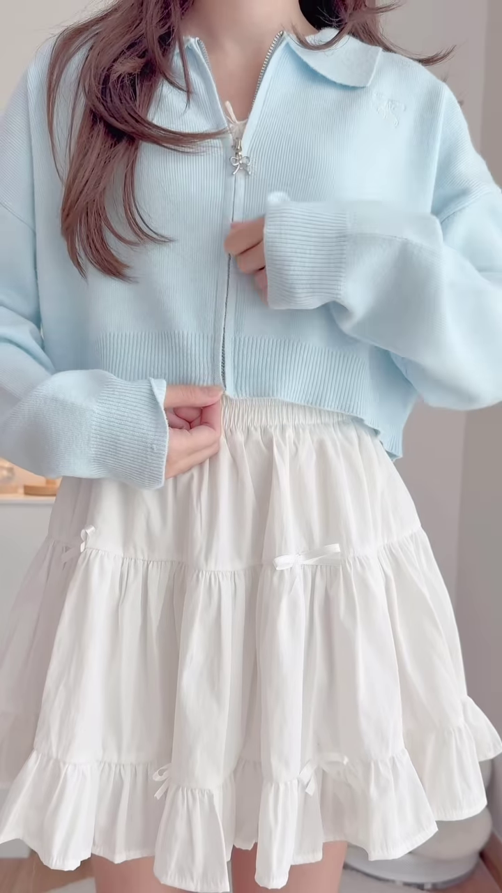 Pastel Knitwear Collection 🧶🎀 With Bow Buttons, Zip Charm & Ribbed Texture – Purple, Blue & Pink Variants - Image 5