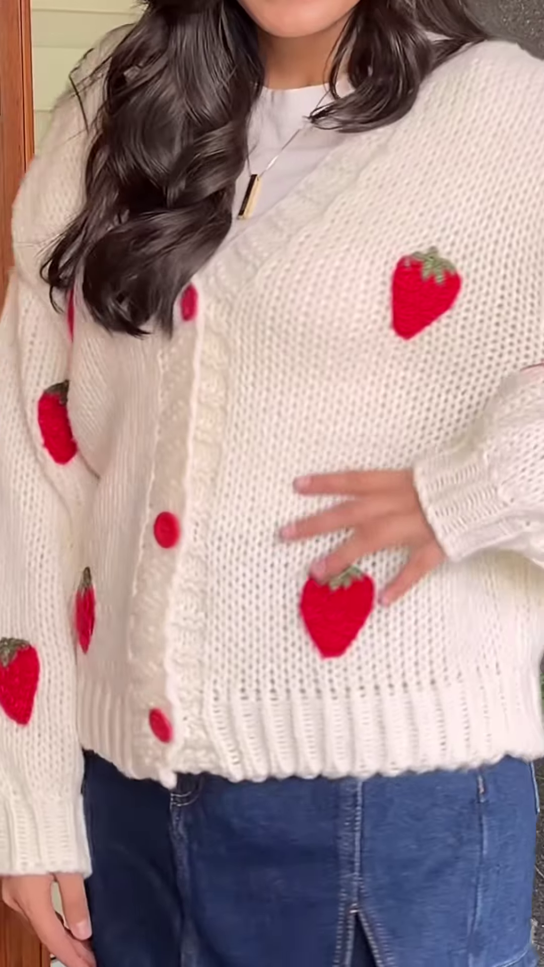 Whimsical Knitwear Collection 🍓🧶✨ – Strawberry, Furry Beige & Abstract Cream Variants - Image 6