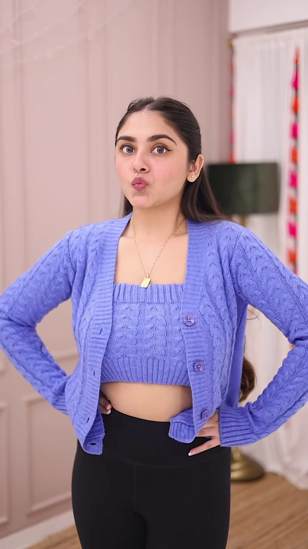 Blue-Toned Knitwear Trio 🧥💙 – Striped Sweater, Navy Cardigan & Cable-Knit Co-Ord Set - Image 4