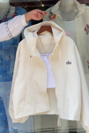 Boutique Hooded Zip-Up Jackets 🧥🌸 – Orange, White & Purple Variants with Layered Styling