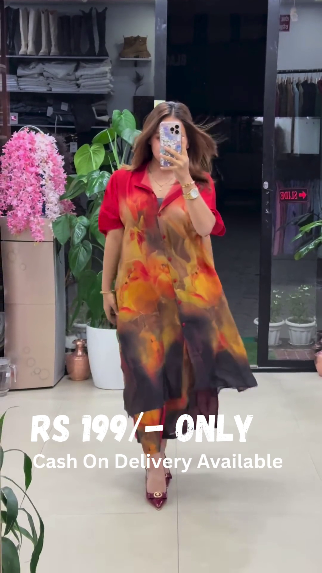 Flowing Abstract Print Shirt Dress – Statement Elegance