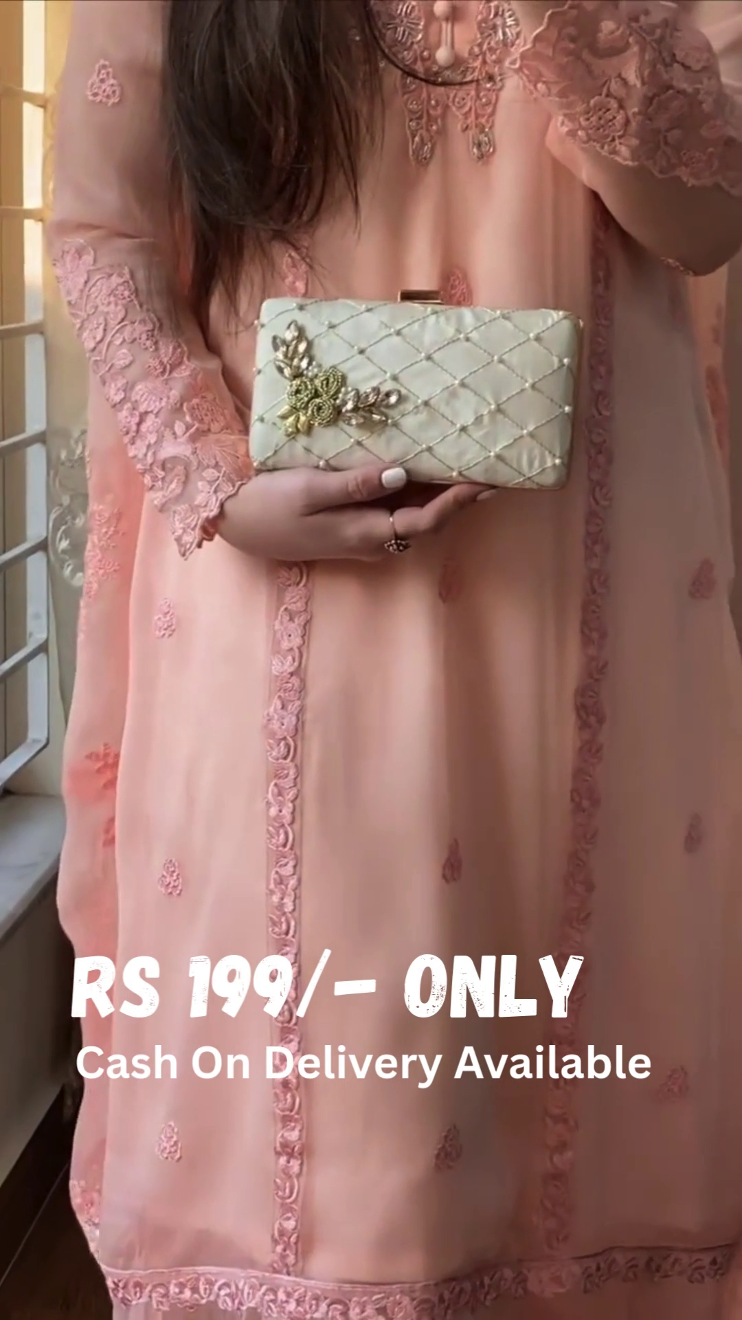 Blush Pink Embroidered Chiffon Suit – A Dreamy Blend of Elegance & Grace - Image 2