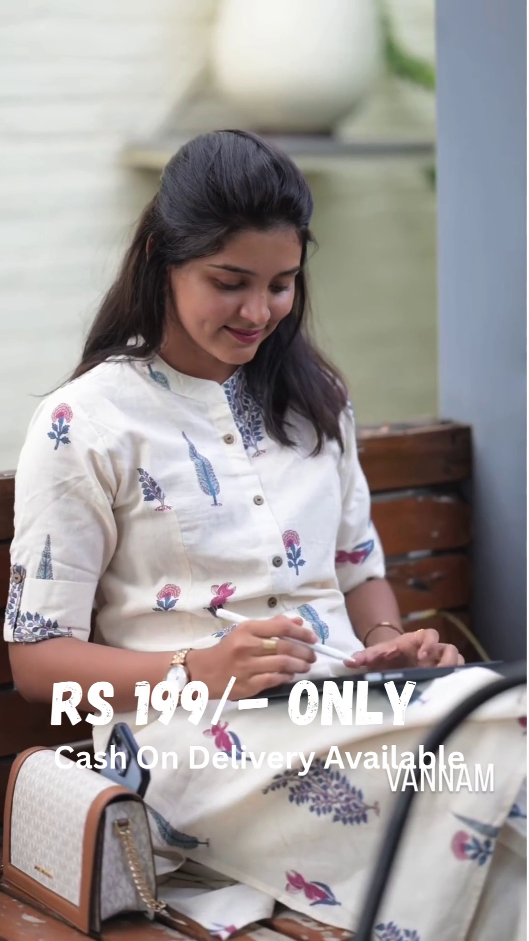 Elegant Off-White Floral Shirt Kurti Set – Timeless Grace & Comfort - Image 2