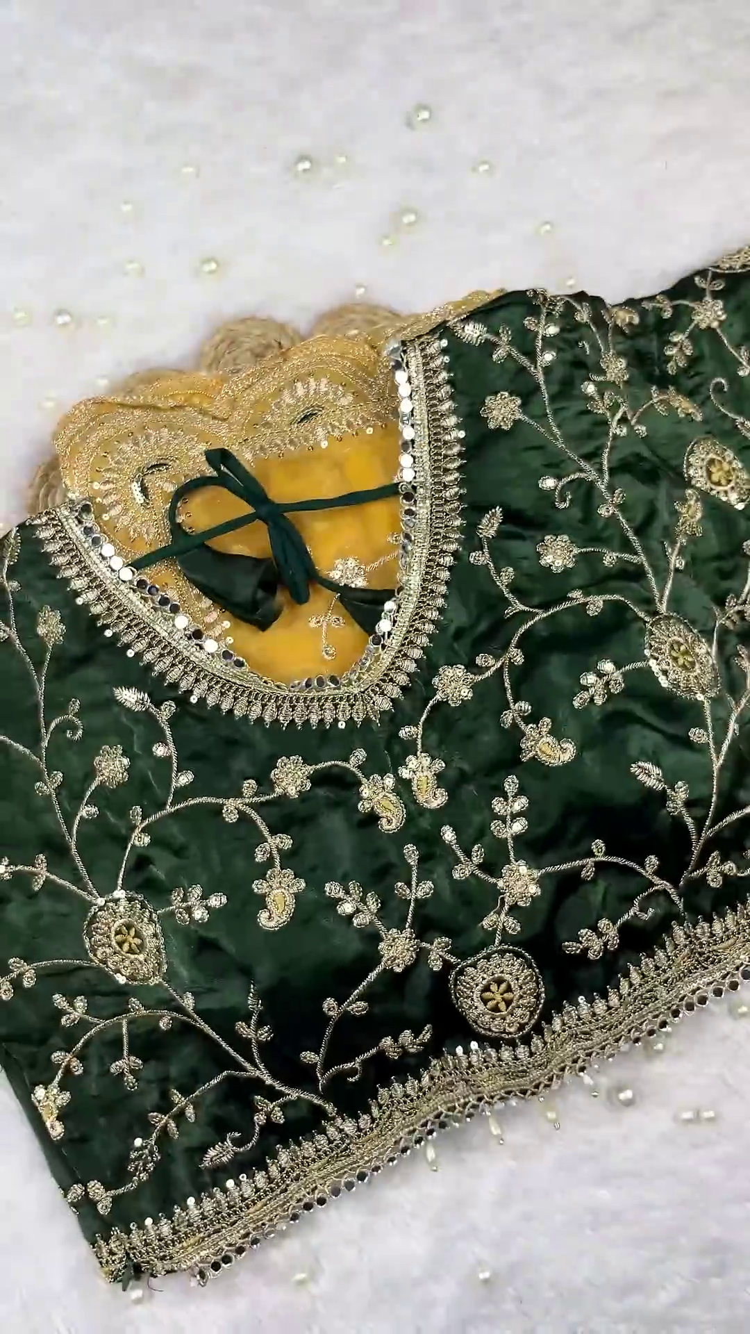 Premium Black & Golden Heavy Embroidered Partywear Blouse with Dupatta