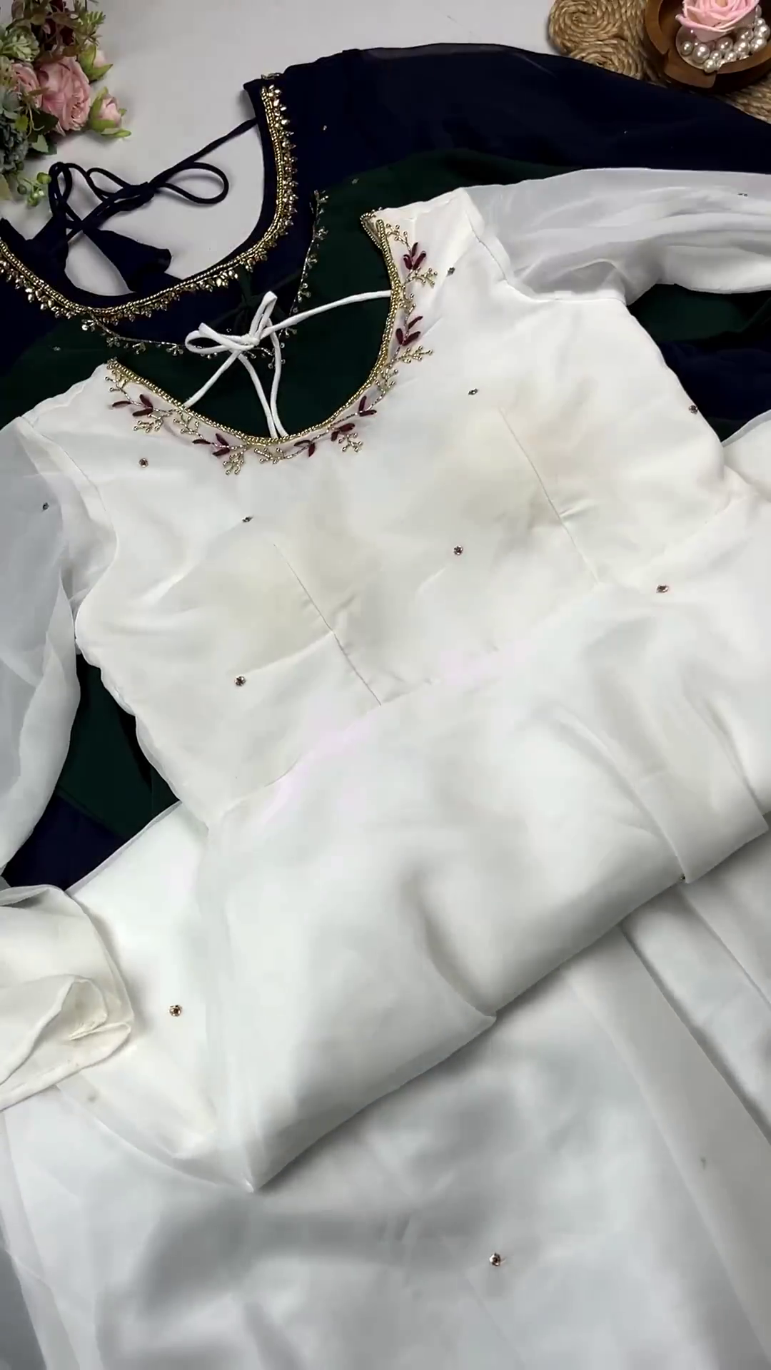 Forest Green Anarkali with Scalloped Zari Detailing - Image 3