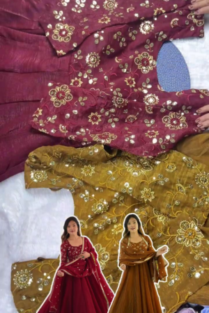 Grand Floral Mirror-Work Peplum Sharara Set