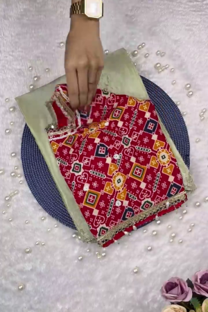 Crimson Geometric Patola Fusion Saree Set