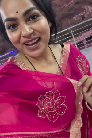 Magenta Bloom: Embroidered Organza Saree