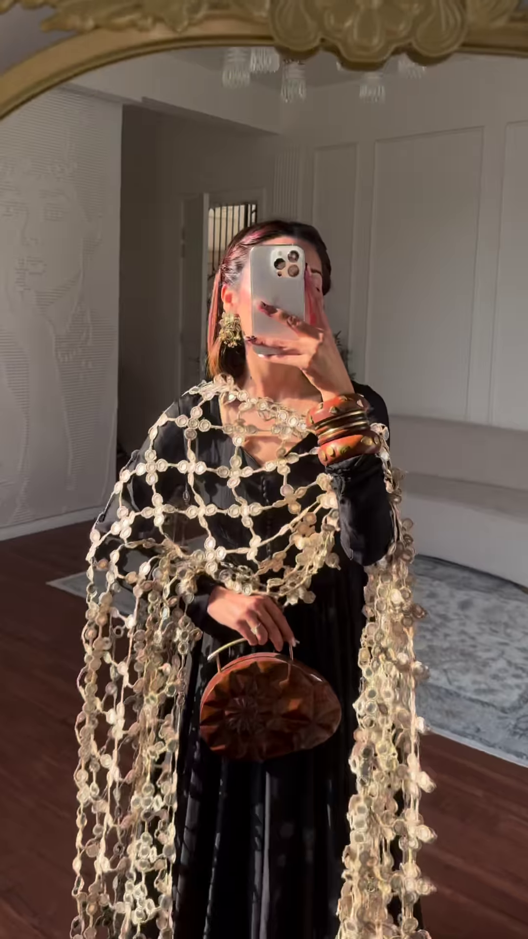 Ebony Elegance: Flared Anarkali with Statement Cutwork Dupatta - Image 5