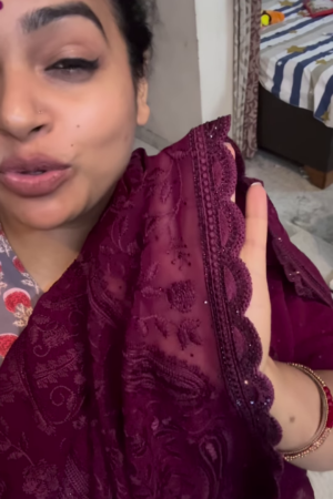 Royal Plum: Intricate Self-Embroidered Ethnic Wrap