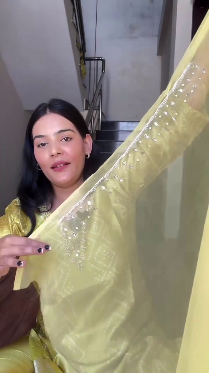 Sun-Kissed Radiance: Bandhani Suit with Peacock Embroidery - Image 2