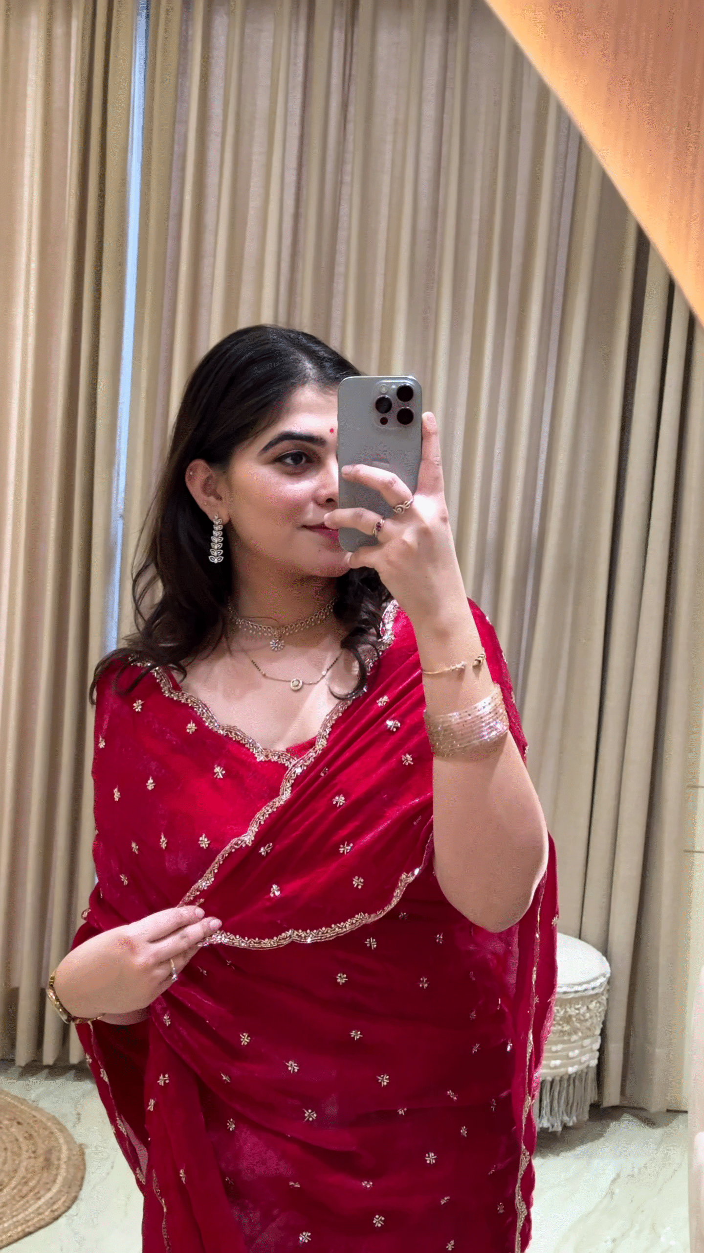 Sunset Copper: Dual-Tone Tissue Silk Saree - Image 4