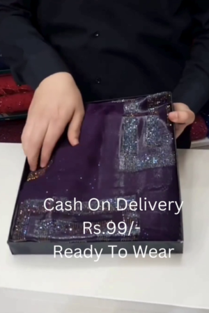 Midnight Noir Shimmer Saree with Iridescent Geometric Artistry