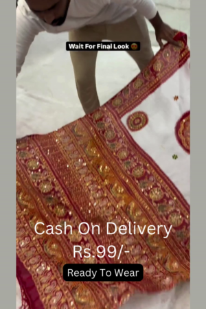 Heritage Ivory Saree with Crimson & Gold Zari Artistry