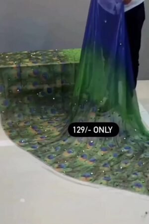 Women Silk Peacock Feather Print Scarf Pashmina Long Oversized Wrap Shawl Headscarf