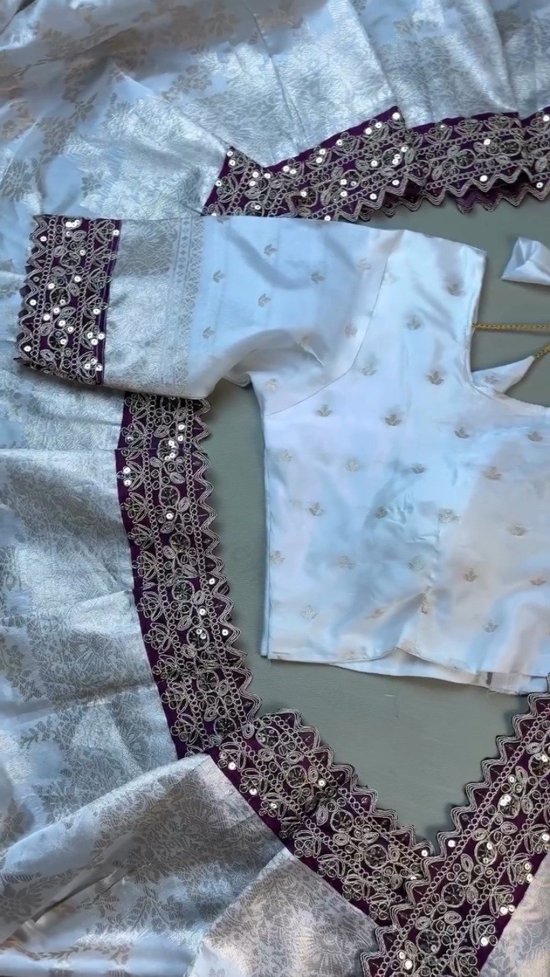 Ivory & Plum Regal Brocade Co-ord Set with Scalloped Zari Detailing