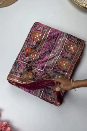 Opulent Patchwork Silk Brocade Ethnic Co-ord Set – Available in Royal Violet & Crimson Ruby