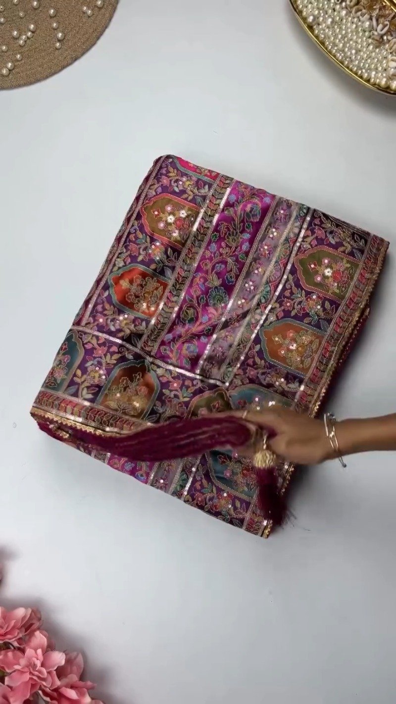 Opulent Patchwork Silk Brocade Ethnic Co-ord Set – Available in Royal Violet & Crimson Ruby