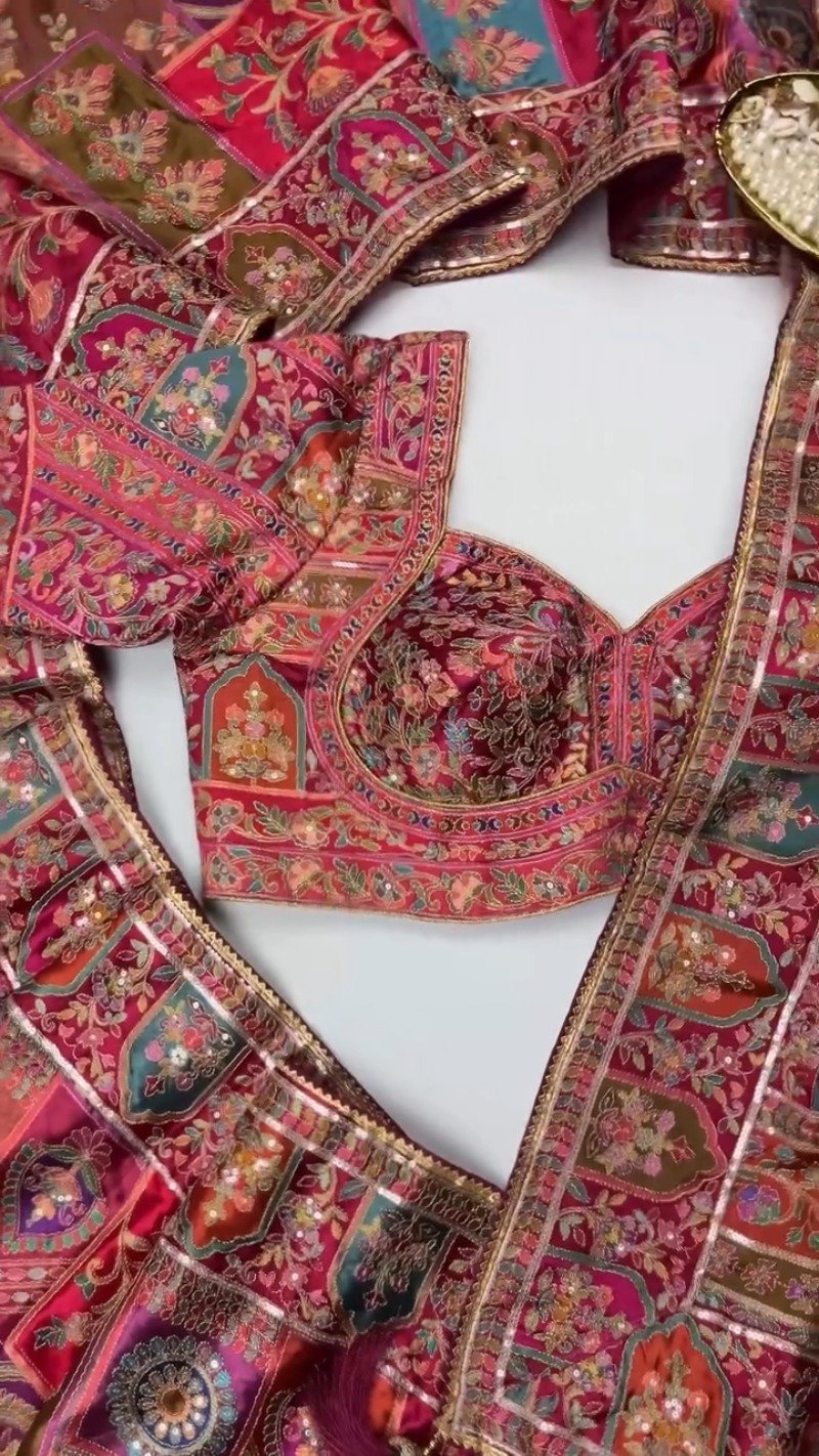 Opulent Patchwork Silk Brocade Ethnic Co-ord Set – Available in Royal Violet & Crimson Ruby - Image 7