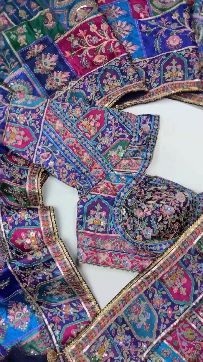 Opulent Patchwork Silk Brocade Ethnic Co-ord Set – Available in Royal Violet & Crimson Ruby - Image 9