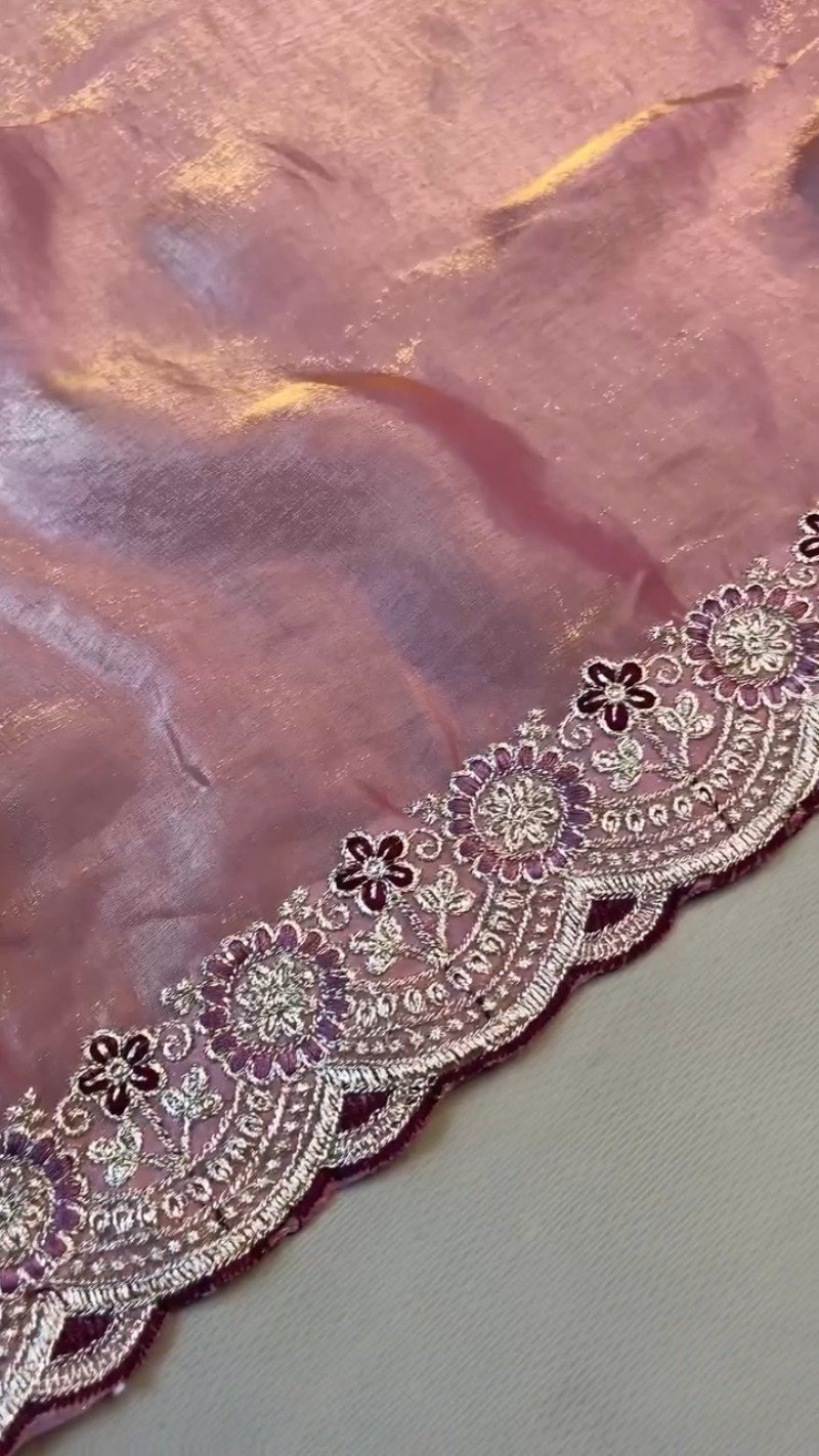 Elegant Deep Plum Velvet & Shimmer Organza Saree Set β A Statement of Regal Sophistication - Image 7