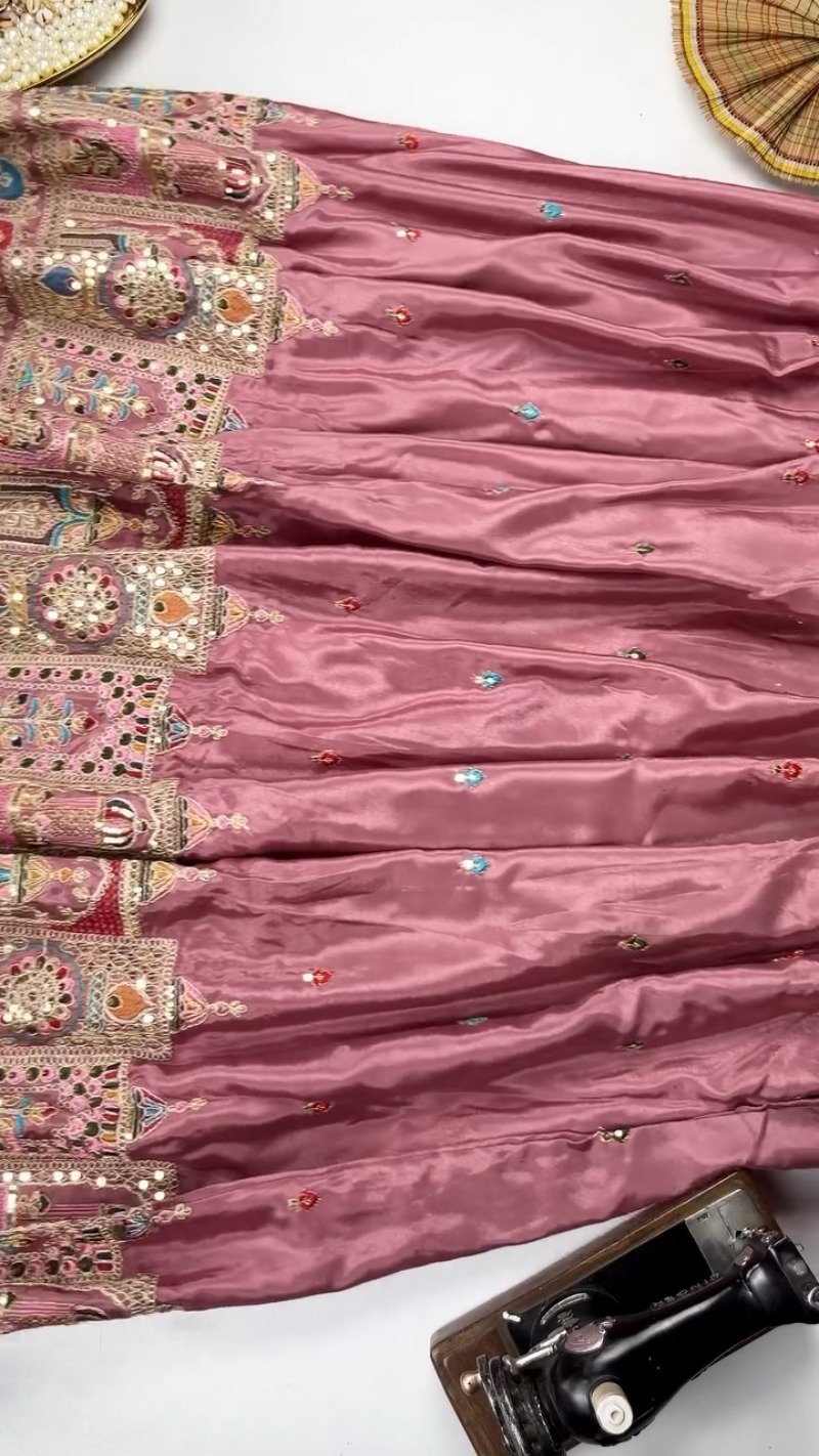 Elegant Mirror-Work Anarkali Kurta Set β Available in Sage Green & Mauve Pink - Image 7