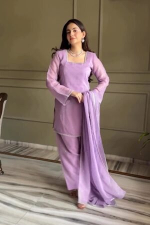Minimalist Embellished Kurta Set – Available in Serene Aqua & Pastel Lilac