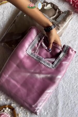 Elegant Embellished Organza Kurta Set – Available in Orchid Purple & Dusty Taupe
