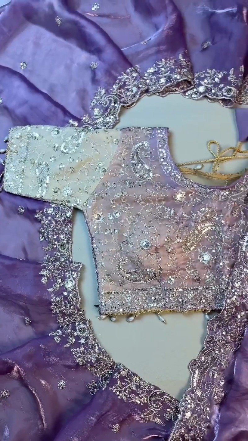 Enchanting Lilac Sequin-Embroidered Lehenga Set โ Available in Lilac & Soft Ivory