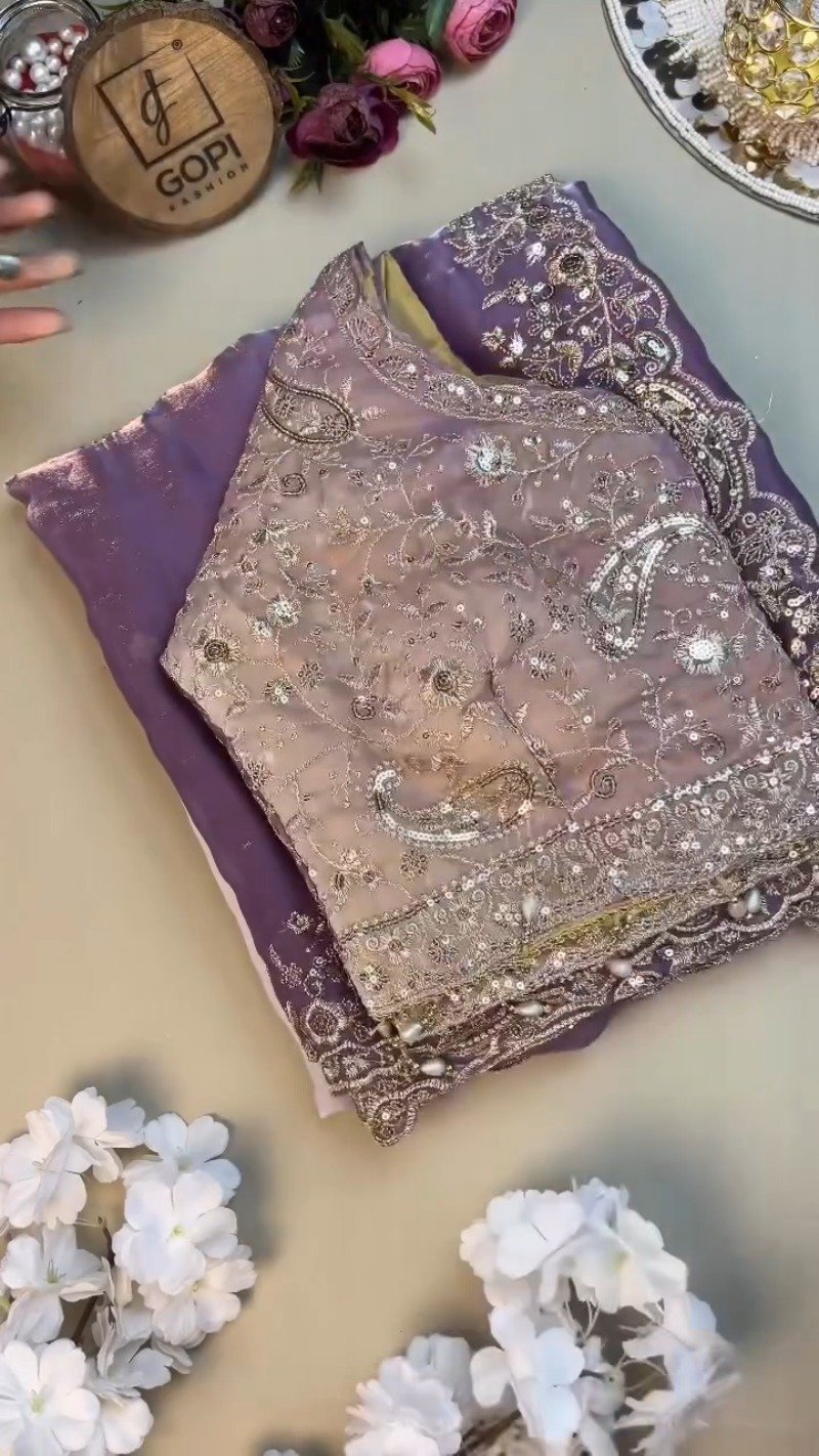 Enchanting Lilac Sequin-Embroidered Lehenga Set โ Available in Lilac & Soft Ivory - Image 2